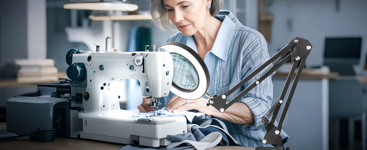 Sewing magnifying light for crafts hands free lighted magnifying glass with stand 10x