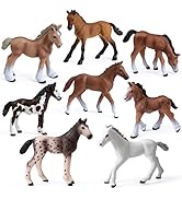 UANDME 8PCS Horse Foal Toy Figures, Realistic Horse Pony Toy, Plastic Horse Figurines, Horse Anim...