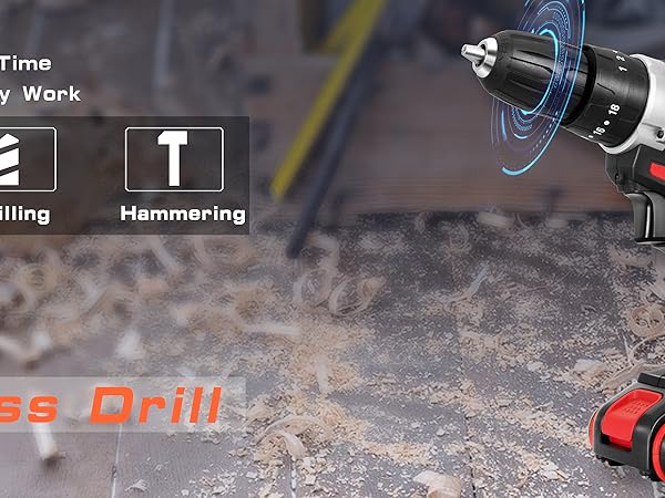 Cordless drill driver power impact screwdriver electric electrical tools batteries sets combo kits