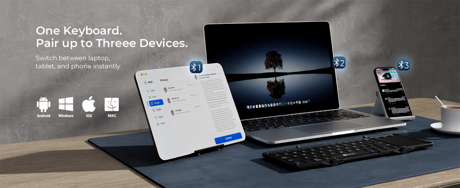 Foldable Keyboard with Touchpad