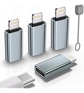 USB C Type C to Lightning Adapter (4 Pack) 1.8-2.2A 15W Fast Charging Support Data Sync,Lightning...