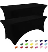 Smiry 2 Pack Spandex Table Cloth 6FT, Elastic Fitted Stretch Tablecloths for Rectangle Tables, Wa...