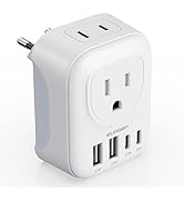 ELEGRP European Travel Plug Adapter, US to Europe Plug Adapter Converter with two USB-A ports and...