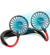 Portable Hanging Neck Sports Fan, Hands Free Personal Wearable Fan-USB Rechargeable Headphone Nec...