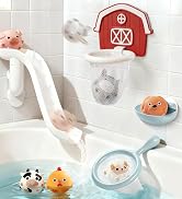 TXTLDB No-Hole Farm Bath Toys for Toddlers 1-3 | Slide, Basketball Hoop &amp;amp; 6 Animal Set