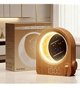 blonbar Sunrise Alarm Clocks with Dimmable Moon Lamp, 2 Alarm Clocks with 12Levels Volume for Hea...