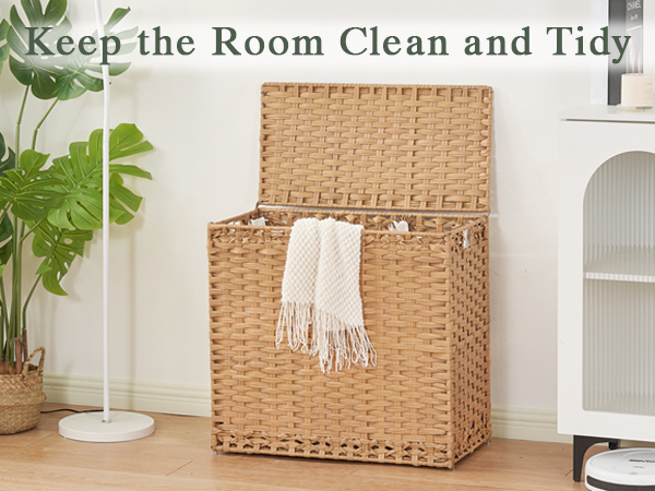 Laundry Hamper with Lid Wicker Laundry Basket