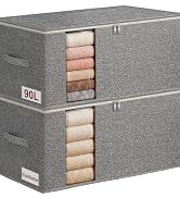 boailydi 90L King Size Comforter Storage Bag w/Rigid Panels, Large Blanket Organizer for Closet, ...