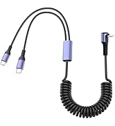 JSADZKJ 90 Degree USB Type C Spring Cable USB C to 2 Type C Y Splitter Fast Charging Cord 2-in-1 ...