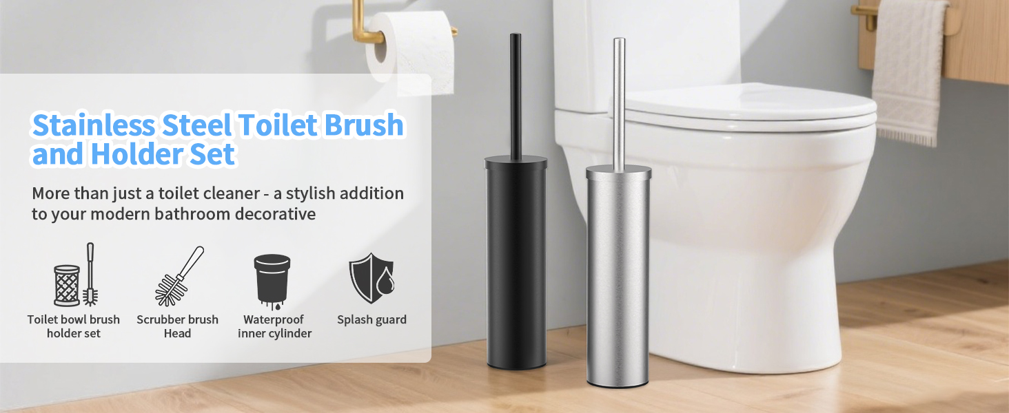 toilet brush and holder set long handle stainless farmhouse matte decorative black silver gold