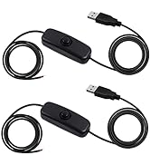 RGBZONE 2 Pack 5V USB Switch Button Extension Cables, USB Male Plug 2 Pin 2 Wire, DIY Pigtail Cab...