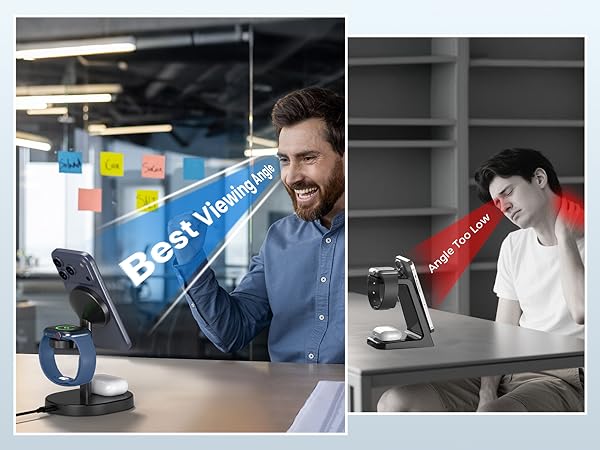 magsafe charger stand 3 in 1 magnetic wireless charging station apple watch iphone 17 16 15 airpods