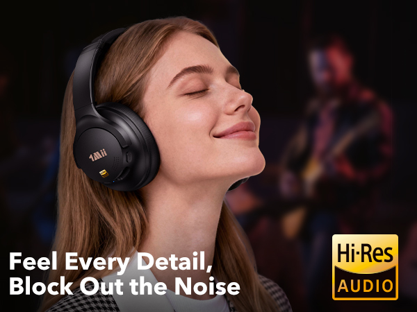 1Mii AI Y8 Active Noise Cancelling Headphones, Wireless Headphones Over Ear Bluetooth 6.0
