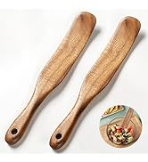 2 Pcs Teak Wooden Spatula for Sourdough - Multi-Purpose Mixing Spoon, Stirring Stick, and Jar Scr...