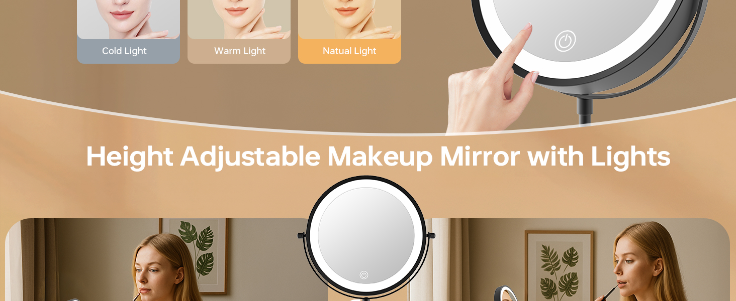 Height Adjustable Vanity Mirror