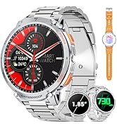 Military Smart Watch for Men 1.85" HD 730mAh Battery Smart Watches with LED Flashlight for Androi...