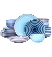 Selamica Ceramic Plates and Bowls Set, 24 Pieces Dinnerware Sets for 6, Scratch Resistant Dishes ...