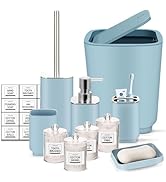 IMAVO Blue Bathroom Accessories Set,10Piece Bathroom Accessory Gift Set,Trash Can,Toothbrush Hold...