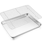 E-far Baking Sheet with Wire Rack Set, 17.6” x 13” Stainless Steel Cookie Sheet Baking Pan for Ov...