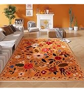 Rugcomf Living Room Rug 5x7 Rug Machine Washable Boho Area Rug Non Slip Floral Vintage Low Pile L...