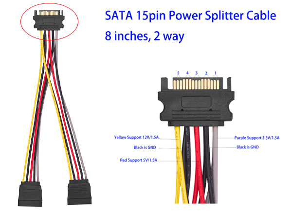 SATA 15PIN SPLITTER CABLE