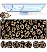 Desk Pad, Keyboard Mouse Pad Set, Extended Gaming Mouse Pad+ Ergonomics Memory Foam Wrist Rest Su...