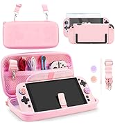 PAWDIARY Cute Sakura for Nintendo Switch 2 Carrying Travel Case Accessories, Pink Hard PC Switch ...