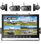 Magnetic RV Wireless Backup Camera, HD 1080P 10" Loop Recording Monitor, 2-Rear View 2-Side View ...