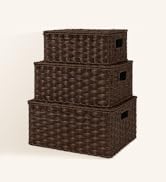 GRANNY SAYS Wicker Baskets with Lids, Set of 3 Decorative Storage Boxes, Woven Basket for Organiz...