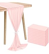 10 Pack 10Ft Blush Pink Chiffon Table Runner 28x120 Inches Sheer Wedding Table Runner Romantic Ru...
