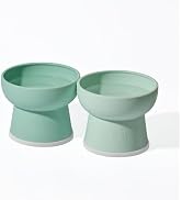 Necoichi 2pcs Elevated Cat Water Bowls with Measurement– BPA-Free Plastic Raised Bowls to Reduce ...