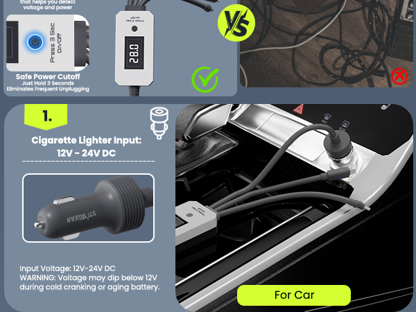 Starlink Mini 3 in 1 Power Cable with Digital Voltage Display