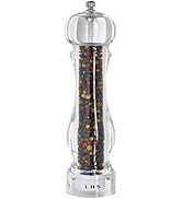 LHS Pepper Mill Grinder Salt Grinder Peppercorn Grinders with Adjustable Coarseness-Clear