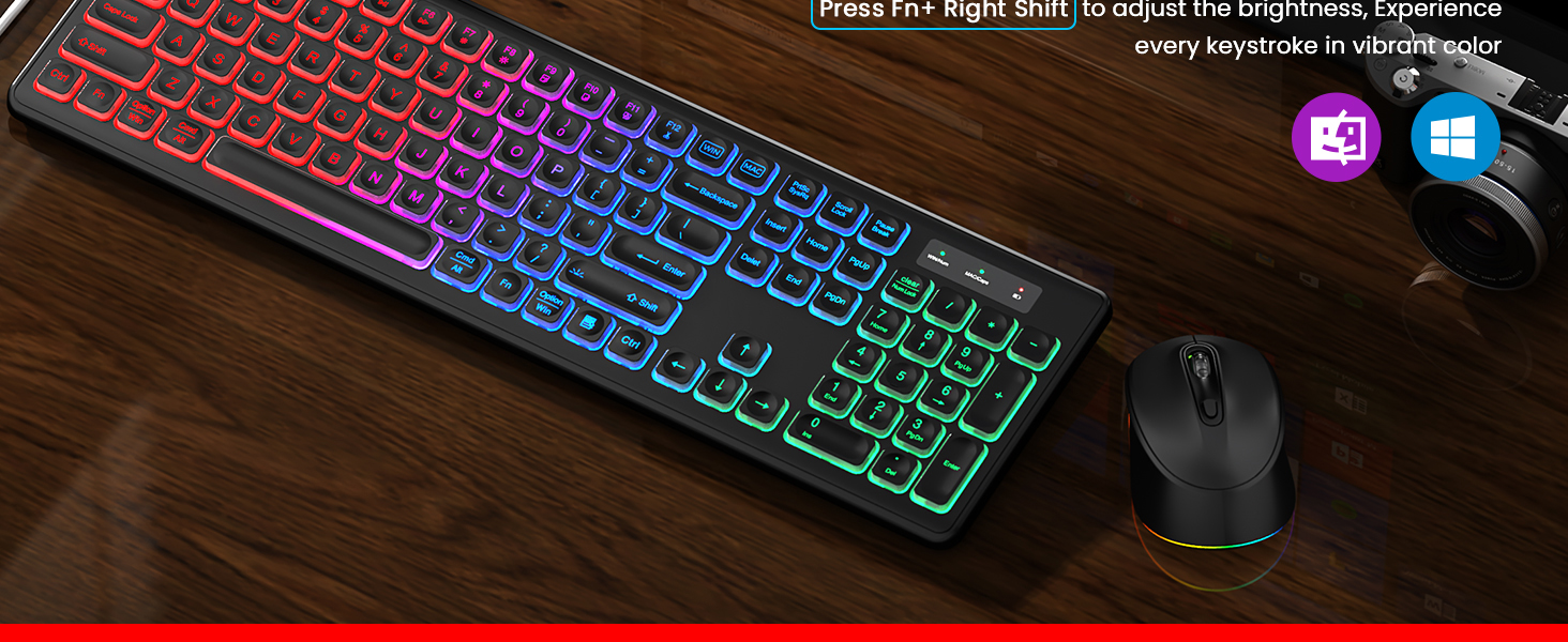 RGB backlit wireless keyboard and mouse combo PS5