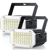 [2-Pack] Mini Halloween White LED Strobe Light, Sound Activated and Flash Speed Control Party Lig...