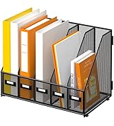 DALTACK Desk Organizers Metal Magazine File Holder with 5 Vertical Compartments Folder Storage Bi...