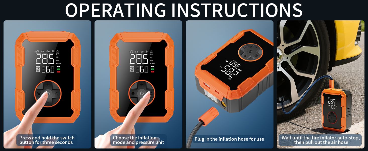 smart air pump tire inflator portable air compressor pump for bike ball tire car