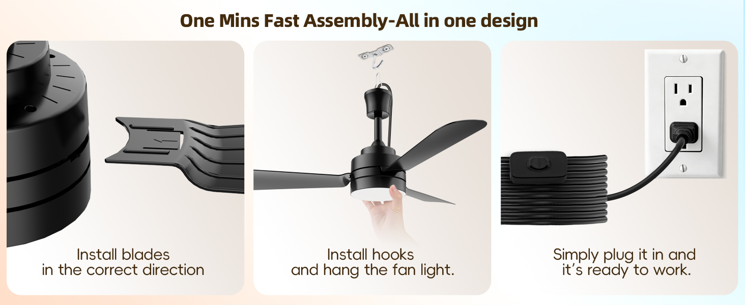 Hook Hanging Plug in Ceiling Fan for Patio