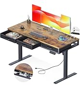 AODK Electric Standing Desk with Drawers, 55 Inch Height Adjustable Desk with Power Outlets, Sit ...