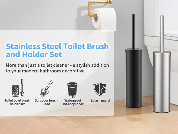 toilet brush and holder set long handle stainless farmhouse matte decorative black silver gold