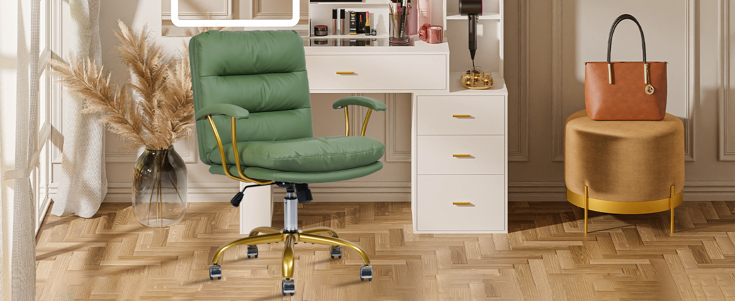 green and gold office chair