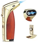 Kantion Cigar Lighter Double Jet Flame, Refillable Butane Torch Lighter Windproof Lighter with Ci...