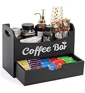 Dicunoy Coffee Bar Organizer with Drawer, Wood Coffee Tea Station Organizer, Wood K Cup Pods Hold...
