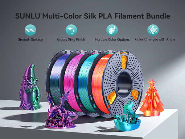 SUNLU Multi-Color Silk PLA Filament Bundle