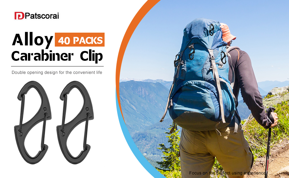 40 Pieces of S Shaped Double Carabiner Keychain