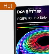 DAYBETTER RGBW IC LED Strip Lights, Smart RGB+White(6500K) 4 Color in 1 LED Lights with Built-in ...