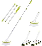 CQT 2 in 1 Bathroom Cleaning Brush with 48" Extendable Long Handle Detachable Scrub Brush with 2 ...