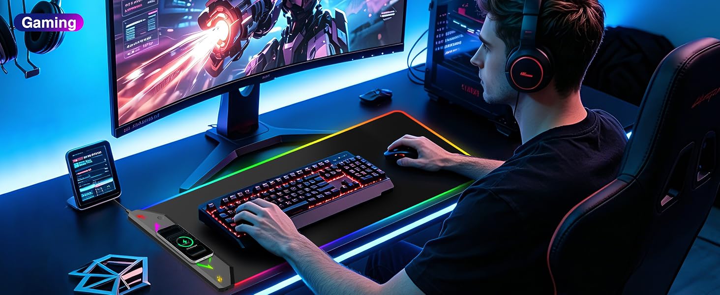 RGB Gaming Mouse Pad with Wireless Charging