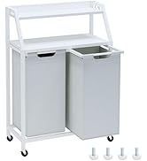 Timberer Laundry Hamper, Laundry Sorter 2 Section, Rolling Laundry Basket with Wheels, 2 Shelves,...