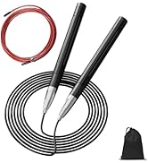 CRHOEIQ Speed Jump Rope for Men Women, Fitness Skipping Rope with Aluminium Handle and 2 Ropes, S...